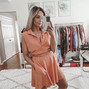 Free people orange crop top and skorts set